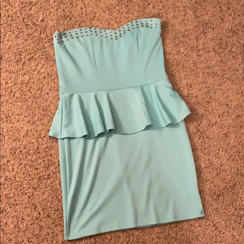 Going Out Peplum Blue Dress
